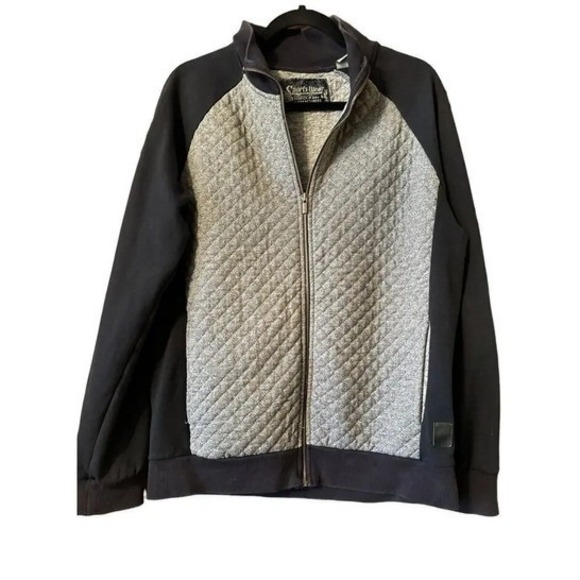 Scotch Soda Sportswear Quilted Bomber Jacket Mens Black Gray Zip Up Casual L - Picture 2 of 11